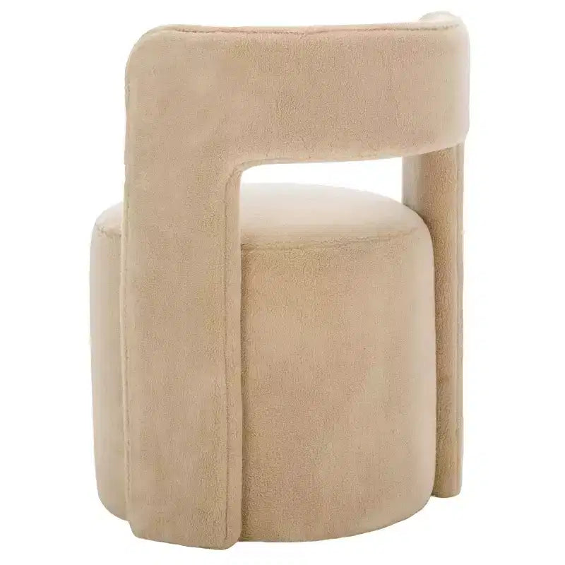 Poltrona a barilotto in velluto beige/marrone chiaro – Senza braccioli, 1 posto