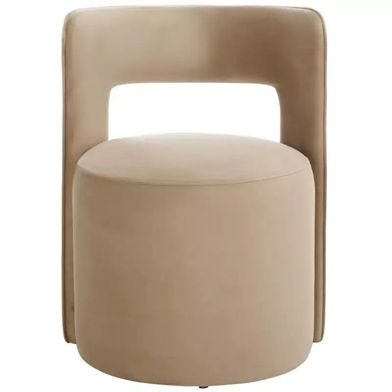 Poltrona a barilotto in velluto beige/marrone chiaro – Senza braccioli, 1 posto