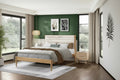 GDFStudio Barrister Modern Rubberwood Bed Frame with Chenille Upholstered Headboard