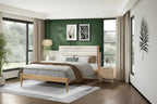 GDFStudio Barrister Modern Rubberwood Bed Frame with Chenille Upholstered Headboard