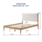 Struttura letto a piattaforma queen imbottita in ciniglia color crema