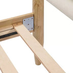 Struttura letto a piattaforma queen imbottita in ciniglia color crema