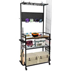 Garvee Fishing Rod Holders for Garage, Fishing Rod Storage Rack with Hooks & Wheels, Fish Pole Stand Organizer with Pegboard for Fishing Gear