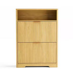 Scarpiera rustica con ante a ribalta, colore naturale/noce, 101,6 cm H / 138,2 cm H