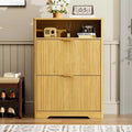 GDFStudio Ismara Rustic Shoe Cabinet Storage with Flip Drawers