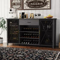 71'' Wine Bar Cabinet, Modern Buffet Cabinet with Storage Drawer and Adjustable Shelf, Industrial Coffee Bar Table with Wine Racks for Kitchen