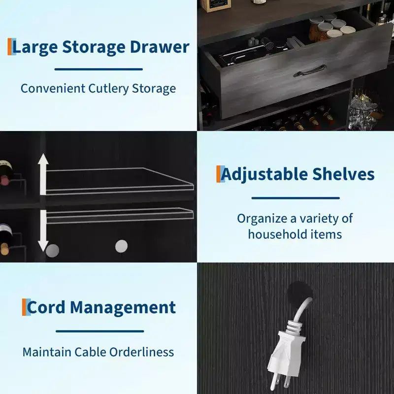 Mobile Bar Industriale Marrone e Nero – Legno e Metallo, Montaggio per 1 Persona, Portabottiglie da 24 Posti
