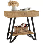 Lantine End Side Table for Living Room, Narrow Couch Side Table, Small Bedside Nightstand for Bedroom, Small Spaces, Natural
