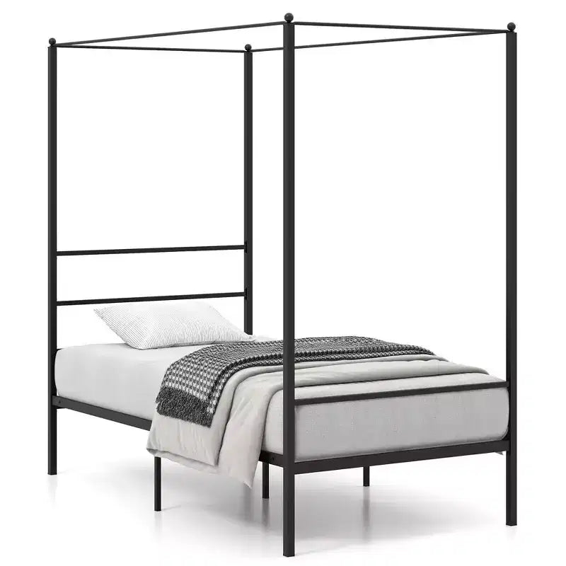 Costway Twin/Full/Queen Metal Canopy Platform Bed Frame Mattress Foundation w/ Slat Support