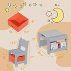 Tavolo e sedie per bambini, set da 4 in 1 tavolo attività in legno e 2 sedie con cassetto portaoggetti, piano del tavolo rimovibile per bambini, per disegnare, leggere, fare lavoretti