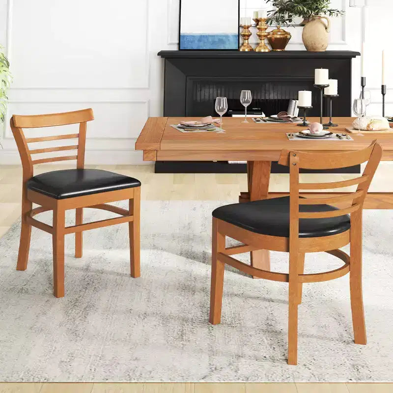 Sedia da pranzo imbottita senza braccioli marrone/nero, set da 2
