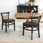 Sedia da pranzo imbottita senza braccioli marrone/nero, set da 2