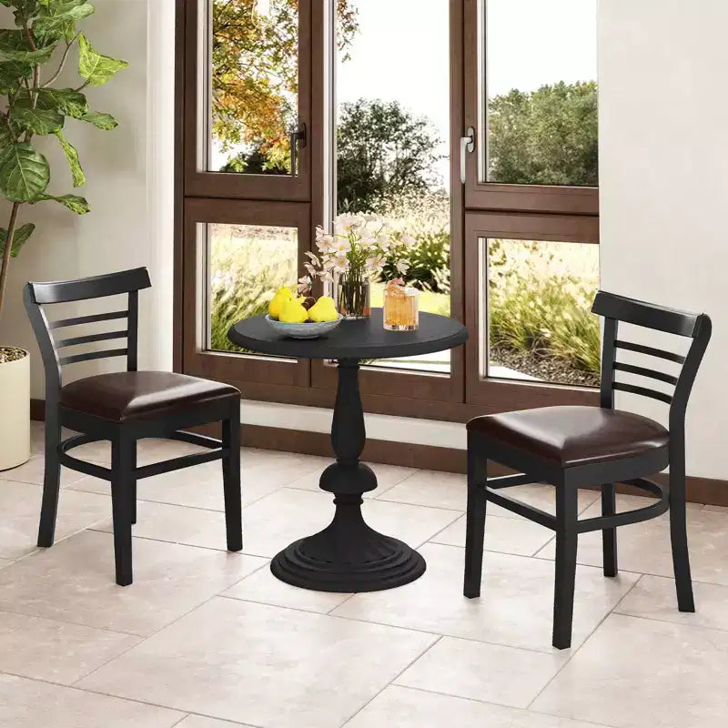Sedia da pranzo imbottita senza braccioli marrone/nero, set da 2