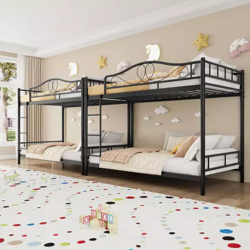 Letto a castello singolo su singolo con scaletta - Struttura in metallo, 2 posti letto