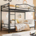 Twin Over Twin Bunk Bed with Ladder - Heavy Duty Metal Frame, 400 lb Weight Capacity, Full Safety Guardrail, Space-Saving Design (Gray)