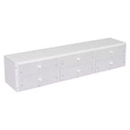 Letto matrimoniale con testiera a libreria, 6 cassetti e vano portaoggetti a fondo letto, espresso/grigio/bianco, per 1-2 persone