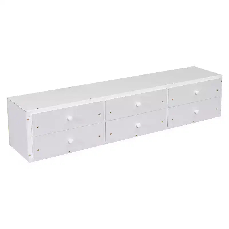 Letto matrimoniale con testiera a libreria, 6 cassetti e vano portaoggetti a fondo letto, espresso/grigio/bianco, per 1-2 persone