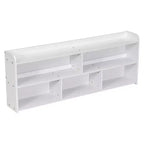 Letto matrimoniale con testiera a libreria, 6 cassetti e vano portaoggetti a fondo letto, espresso/grigio/bianco, per 1-2 persone