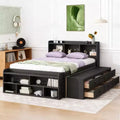 Luxystar Full Bed with Bookcase Headboard, 6 Storage Drawers and Bed End Storage Case