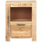 Comodino Rettangolare in Legno di Mango Marrone Naturale con Cassetto – 1 Utente