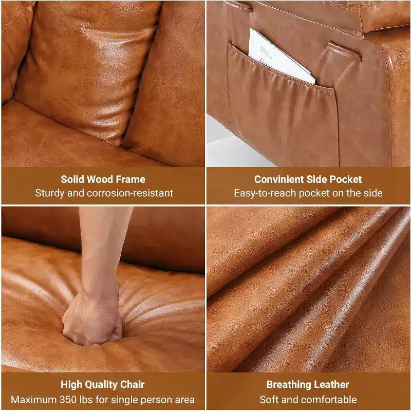 Poltrona reclinabile elettrica alzapersona monoposto in similpelle beige/marrone/caffè/grigio/cuoio.