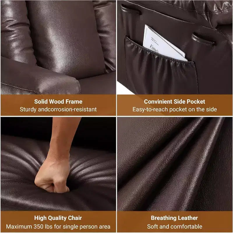 Poltrona reclinabile elettrica alzapersona monoposto in similpelle beige/marrone/caffè/grigio/cuoio.