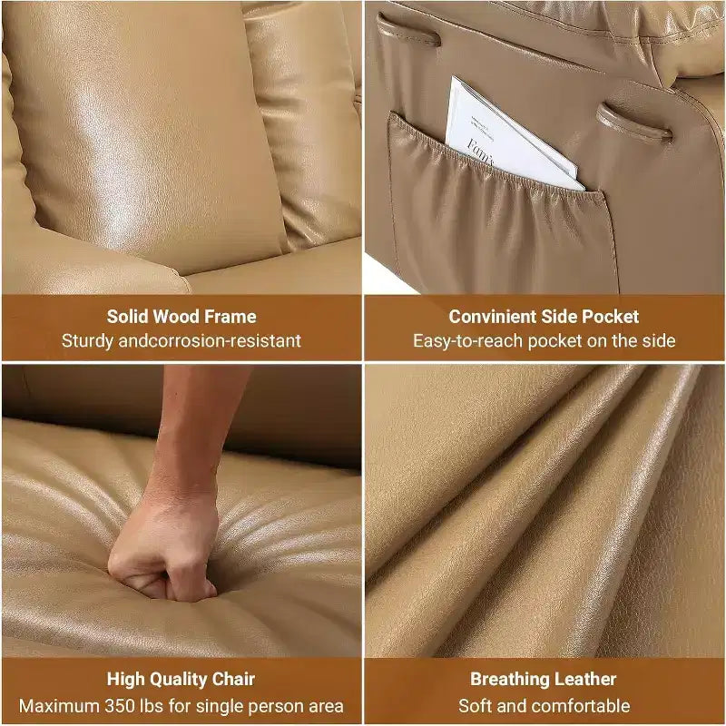 Poltrona reclinabile elettrica alzapersona monoposto in similpelle beige/marrone/caffè/grigio/cuoio.