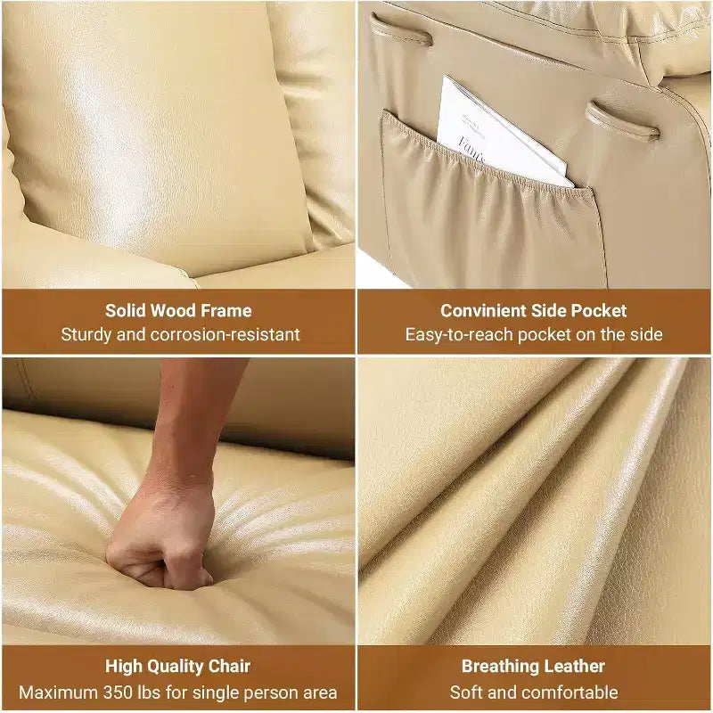 Poltrona reclinabile elettrica alzapersona monoposto in similpelle beige/marrone/caffè/grigio/cuoio.