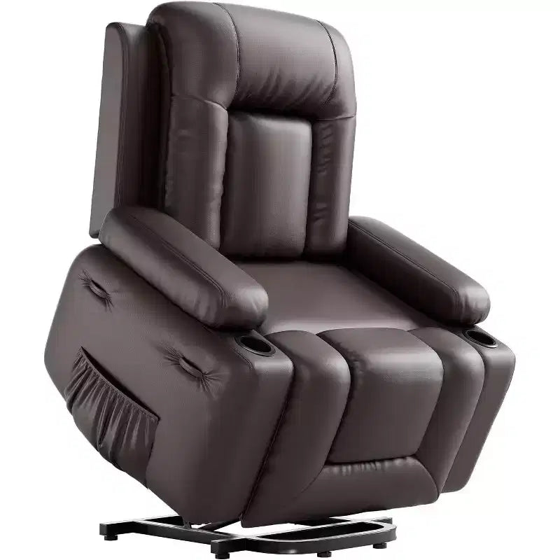 Poltrona reclinabile elettrica alzapersona monoposto in similpelle beige/marrone/caffè/grigio/cuoio.