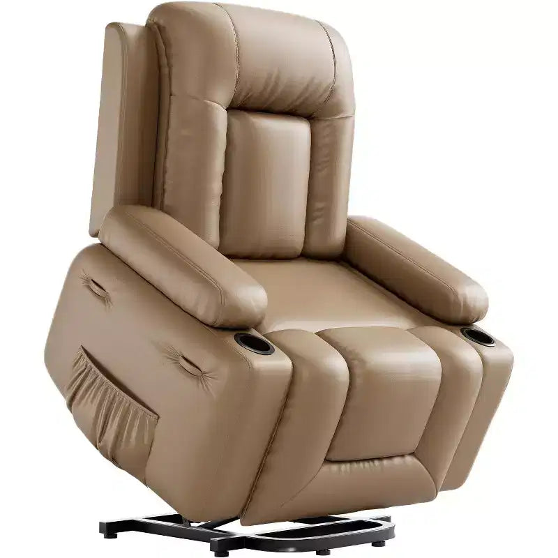 Poltrona reclinabile elettrica alzapersona monoposto in similpelle beige/marrone/caffè/grigio/cuoio.