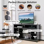 Mobile TV nero con inserto per caminetto elettrico, adatto per TV fino a 65", ambiente per 1-2 persone
