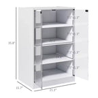 Mobile porta TV a 4 ripiani con ante in vetro temperato, nero anticato / bianco anticato