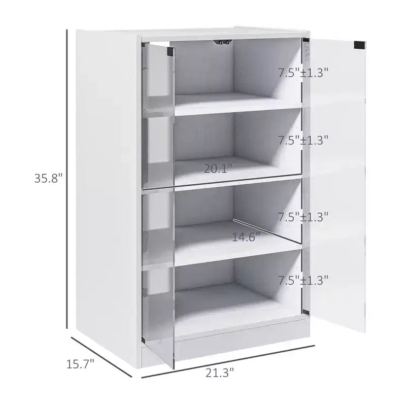 Mobile porta TV a 4 ripiani con ante in vetro temperato, nero anticato / bianco anticato
