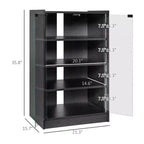 Mobile porta TV a 4 ripiani con ante in vetro temperato, nero anticato / bianco anticato