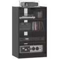 4-Tier Media Cabinet, Media Stand with Adjustable Shelves, Tempered Glass Doors, and Cable Management