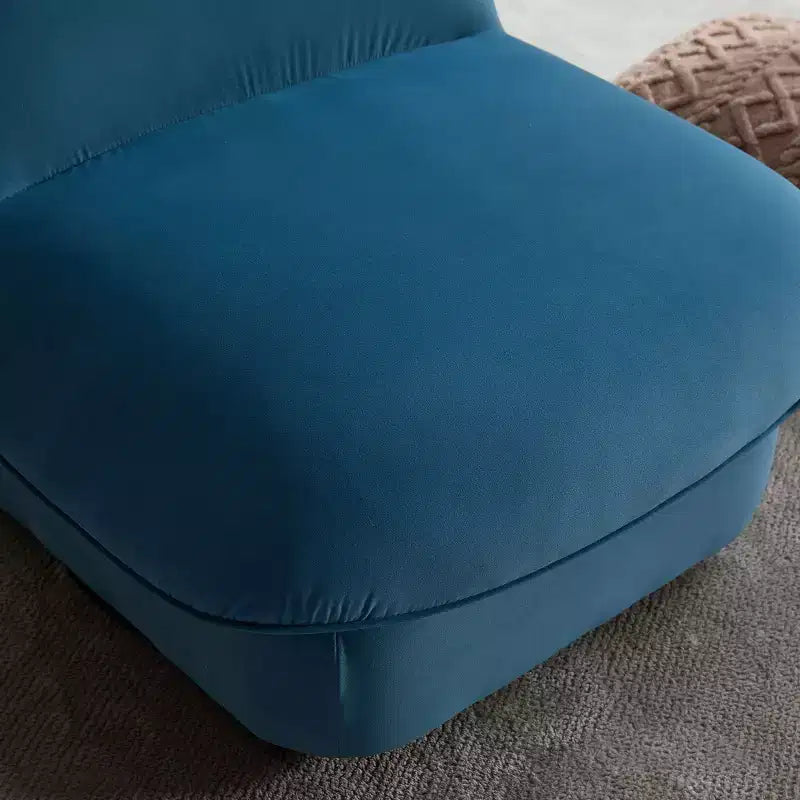 Poltrona girevole accentata in velluto color corallo / kaki / blu fumo – poltrona a zucca senza braccioli, 1 posto