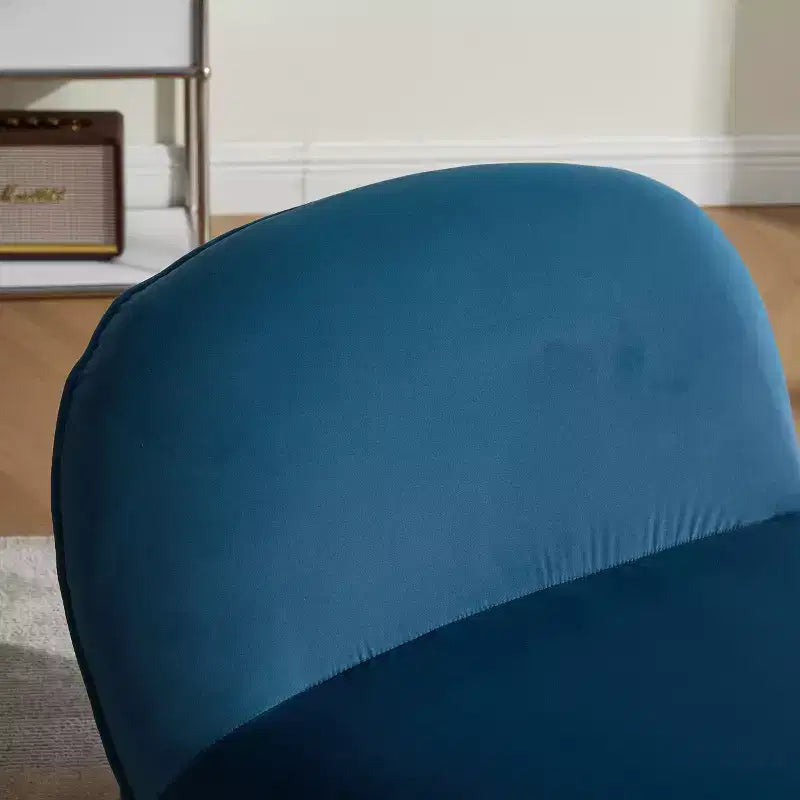 Poltrona girevole accentata in velluto color corallo / kaki / blu fumo – poltrona a zucca senza braccioli, 1 posto