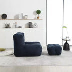 Poltrona Sacco in Velluto con Pouf – Nera / Blu / Marrone / Verde / Grigio Chiaro / Rossa / Bianca / Gialla, Set Sdraio e Poggiapiedi, 1 Posto