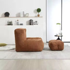 Poltrona Sacco in Velluto con Pouf – Nera / Blu / Marrone / Verde / Grigio Chiaro / Rossa / Bianca / Gialla, Set Sdraio e Poggiapiedi, 1 Posto