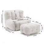 Poltrona Sacco in Velluto con Pouf – Nera / Blu / Marrone / Verde / Grigio Chiaro / Rossa / Bianca / Gialla, Set Sdraio e Poggiapiedi, 1 Posto