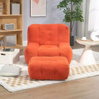 Poltrona Sacco in Velluto con Pouf – Nera / Blu / Marrone / Verde / Grigio Chiaro / Rossa / Bianca / Gialla, Set Sdraio e Poggiapiedi, 1 Posto