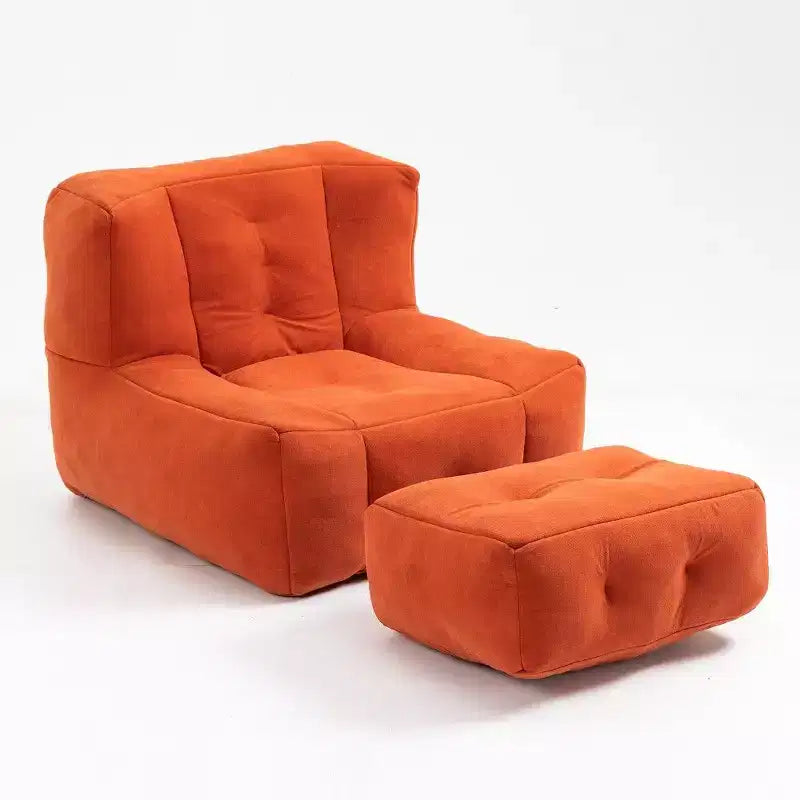 Poltrona Sacco in Velluto con Pouf – Nera / Blu / Marrone / Verde / Grigio Chiaro / Rossa / Bianca / Gialla, Set Sdraio e Poggiapiedi, 1 Posto