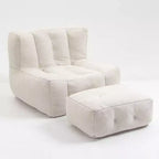 Poltrona Sacco in Velluto con Pouf – Nera / Blu / Marrone / Verde / Grigio Chiaro / Rossa / Bianca / Gialla, Set Sdraio e Poggiapiedi, 1 Posto