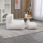 Poltrona Sacco in Velluto con Pouf – Nera / Blu / Marrone / Verde / Grigio Chiaro / Rossa / Bianca / Gialla, Set Sdraio e Poggiapiedi, 1 Posto