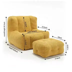 Poltrona Sacco in Velluto con Pouf – Nera / Blu / Marrone / Verde / Grigio Chiaro / Rossa / Bianca / Gialla, Set Sdraio e Poggiapiedi, 1 Posto