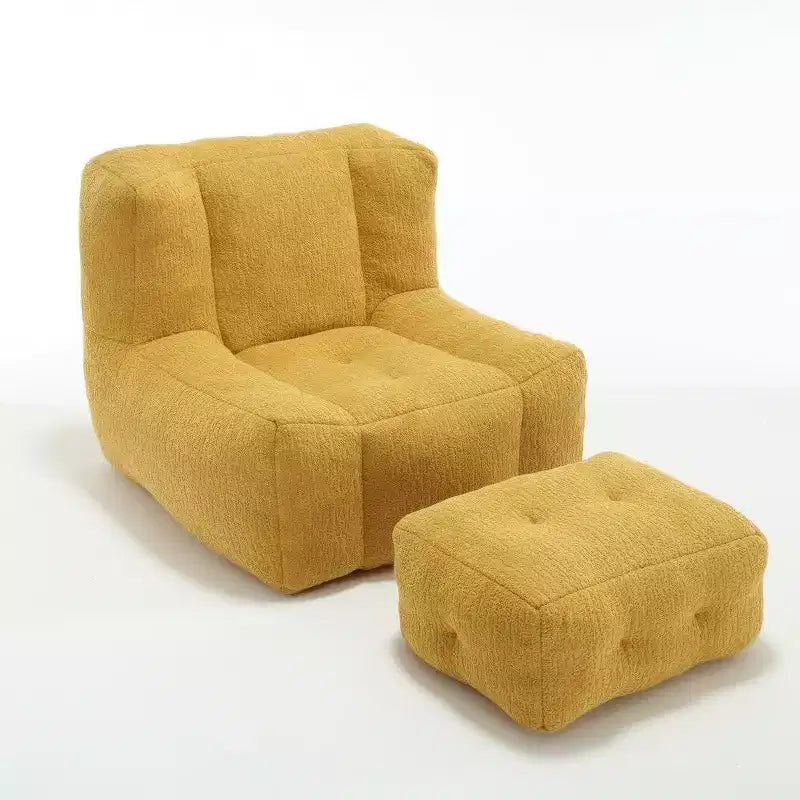 Poltrona Sacco in Velluto con Pouf – Nera / Blu / Marrone / Verde / Grigio Chiaro / Rossa / Bianca / Gialla, Set Sdraio e Poggiapiedi, 1 Posto