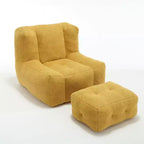 Poltrona Sacco in Velluto con Pouf – Nera / Blu / Marrone / Verde / Grigio Chiaro / Rossa / Bianca / Gialla, Set Sdraio e Poggiapiedi, 1 Posto