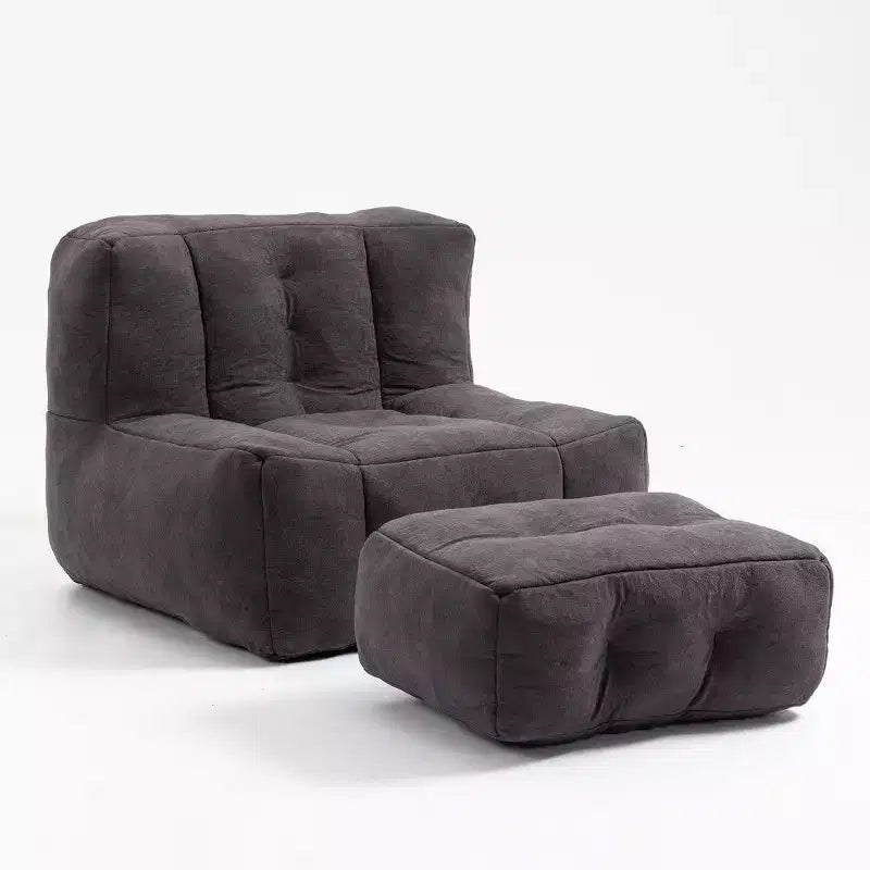 Poltrona Sacco in Velluto con Pouf – Nera / Blu / Marrone / Verde / Grigio Chiaro / Rossa / Bianca / Gialla, Set Sdraio e Poggiapiedi, 1 Posto