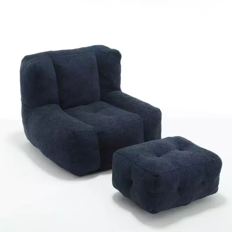Poltrona Sacco in Velluto con Pouf – Nera / Blu / Marrone / Verde / Grigio Chiaro / Rossa / Bianca / Gialla, Set Sdraio e Poggiapiedi, 1 Posto