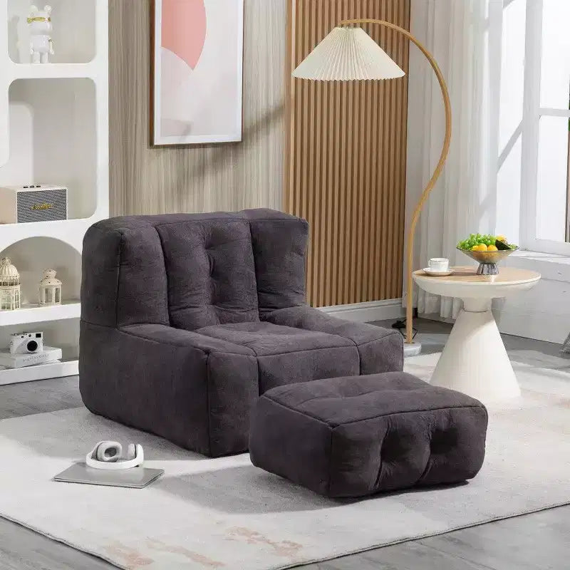 TUYOHW Velvet Bean Bag Chair with Ottoman,Memory Foam Filled Lounger & Footstool Set,Super Soft Plush for Adults
